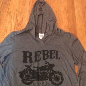 Tops - “Rebel” Tissue Weight Hoodie Size XL 🏍 Tops - “Rebel” Tissue Weight Hoodie Size XL 🏍